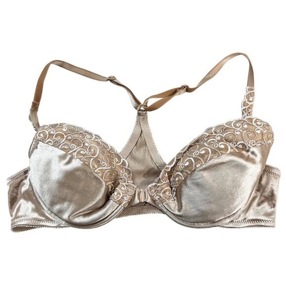 Victoria's Secret bra 36B gold satin padded removeable pads racerback 2006 - Picture 2 of 9